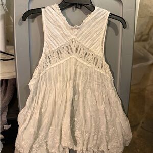 Sleeveless White Embroidered Boho Tunic Top